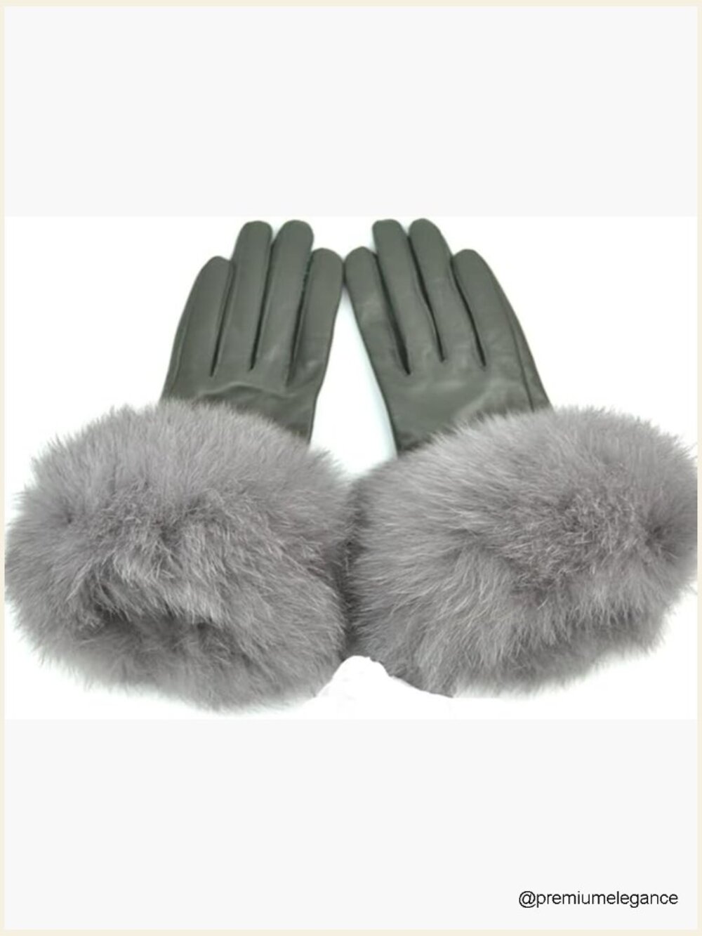 Genuine Lambskin Leather Winter Gloves with Fox Fur Trim Lined